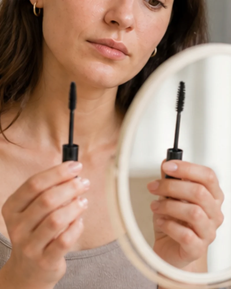 A real-life beauty routine scene illustrating mascara buying guide