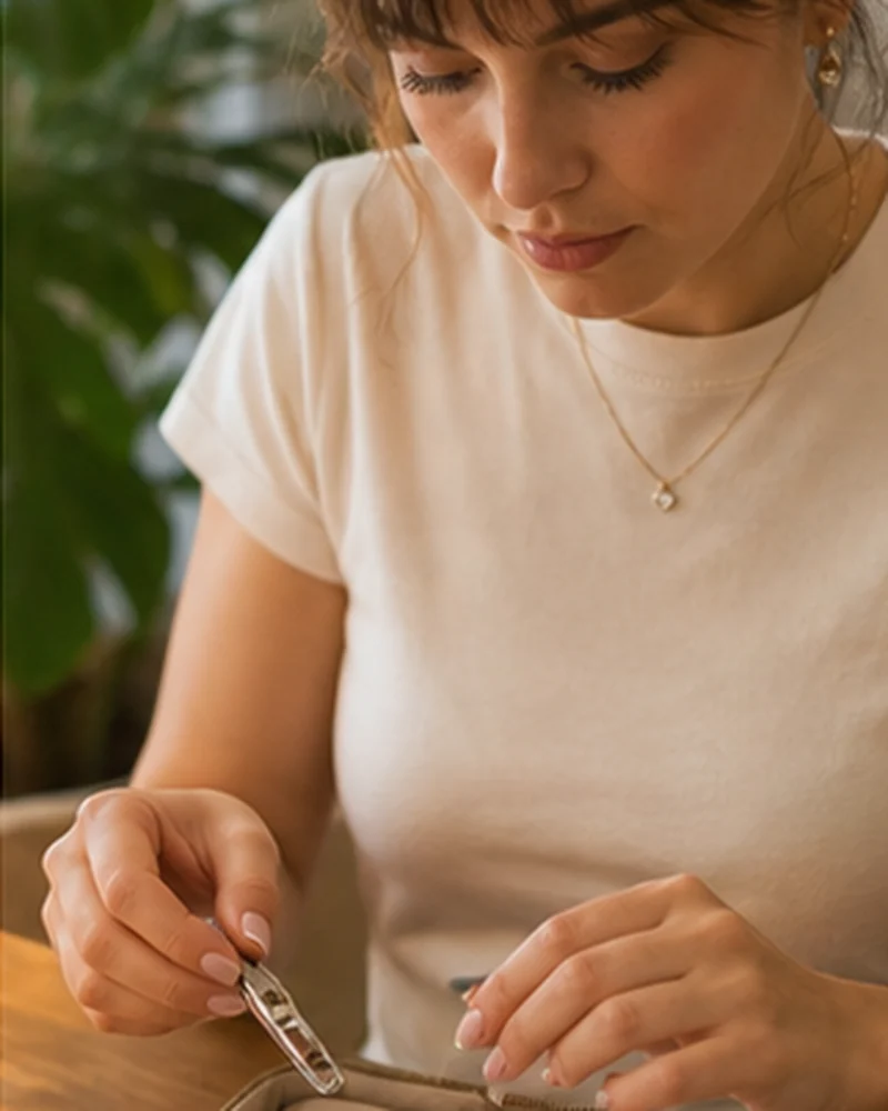 A real-life beauty routine scene illustrating home manicure kit