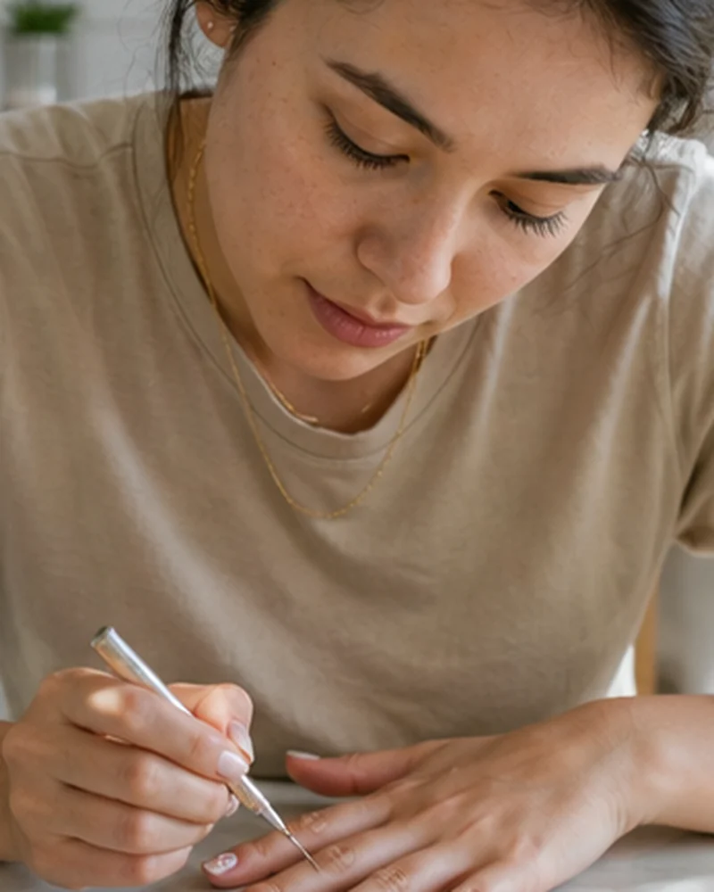 A real-life beauty routine scene illustrating beginner nail art