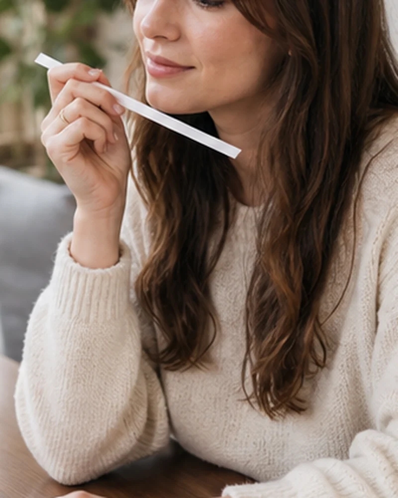 A real-life beauty routine scene illustrating perfume sampling