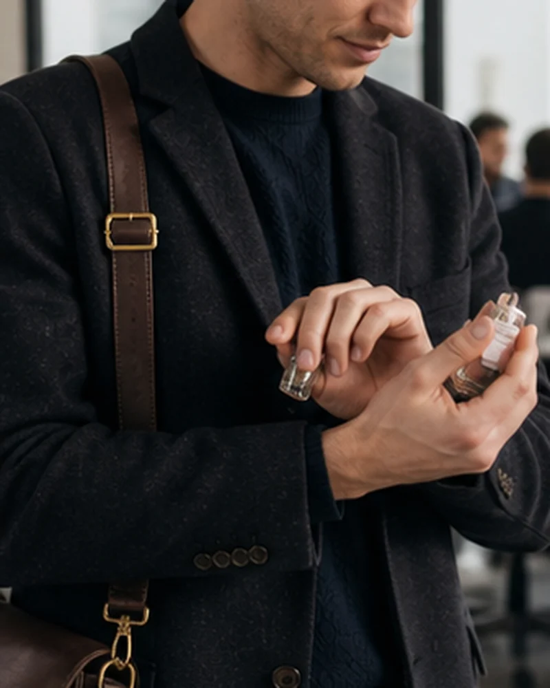 A real-life beauty routine scene illustrating subtle fragrance